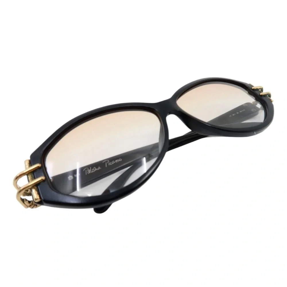 Paloma Picasso Killer Vintage Sunglasses Jet Black with Gold Hardware, Germany